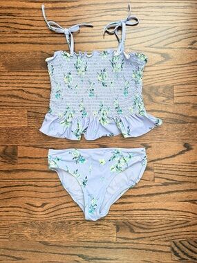 Vineyard Vines Girls Floral Print Tankini - Soft Lavender - size 8-10